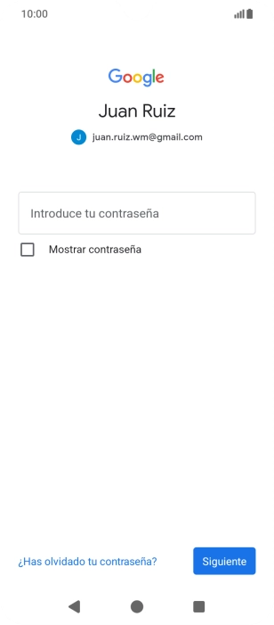 Pulsa Introduce tu contraseña e introduce la contraseña de tu cuenta de Google.