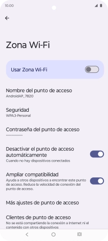 Pulsa Contraseña del punto de acceso.