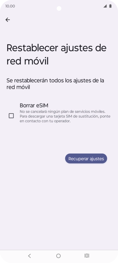 Pulsa Recuperar ajustes.