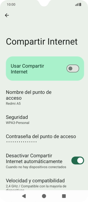 Pulsa Contraseña del punto de acceso.