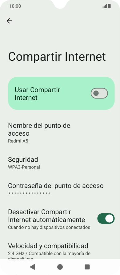 Pulsa Contraseña del punto de acceso.
