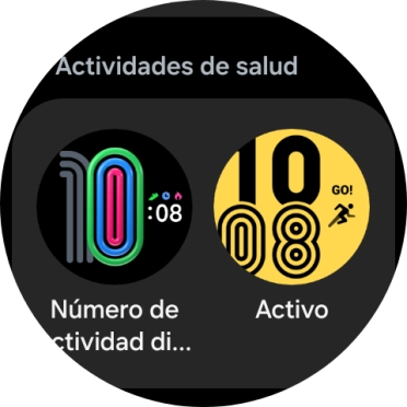 Desliza el dedo hacia arriba o hacia abajo para ver las esferas disponibles.