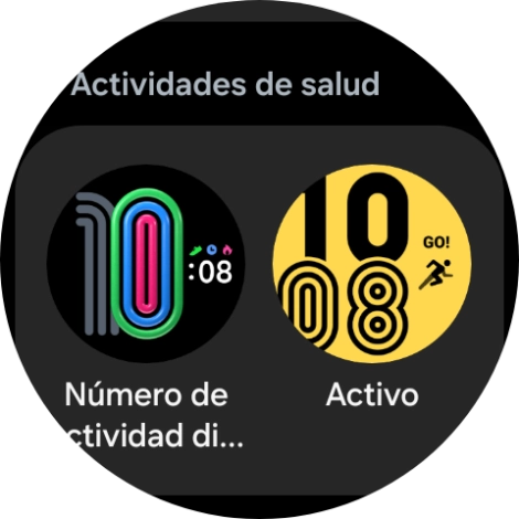 Desliza el dedo hacia arriba o hacia abajo para ver las esferas disponibles.