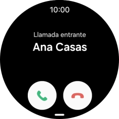 Pulsa el icono de responder llamadas y desliza el dedo hacia arriba para contestar la llamada.