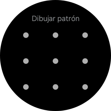 Arrastra el dedo sobre la pantalla para unir por lo menos cuatro puntos y sigue las indicaciones de la pantalla para crear un patrón como código de seguridad.