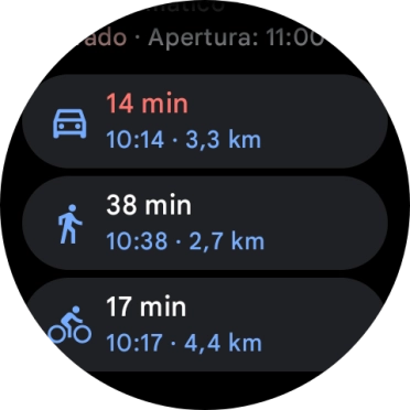 Pulsa el medio de transporte deseado.