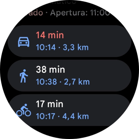 Pulsa el medio de transporte deseado.