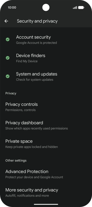 Press More security and privacy.