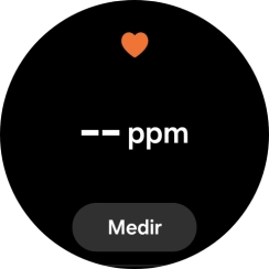 Pulsa Medir y espera mientra el smartwatch está midiendo el pulso.