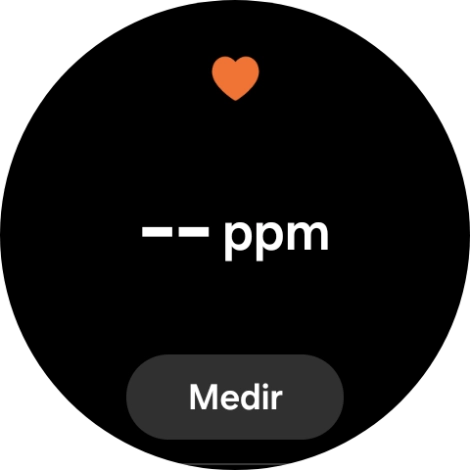 Pulsa Medir y espera mientra el smartwatch está midiendo el pulso.