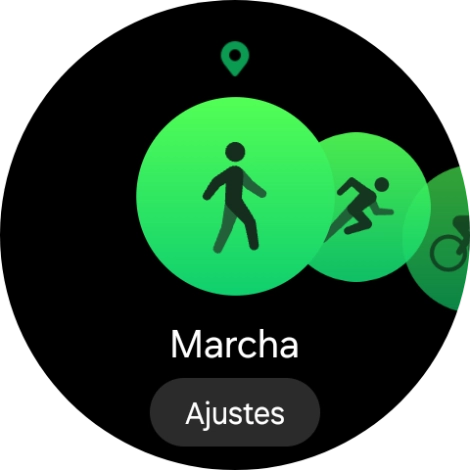 Desliza el dedo hacia la derecha o hacia la izquierda para seleccionar la actividad deseada.