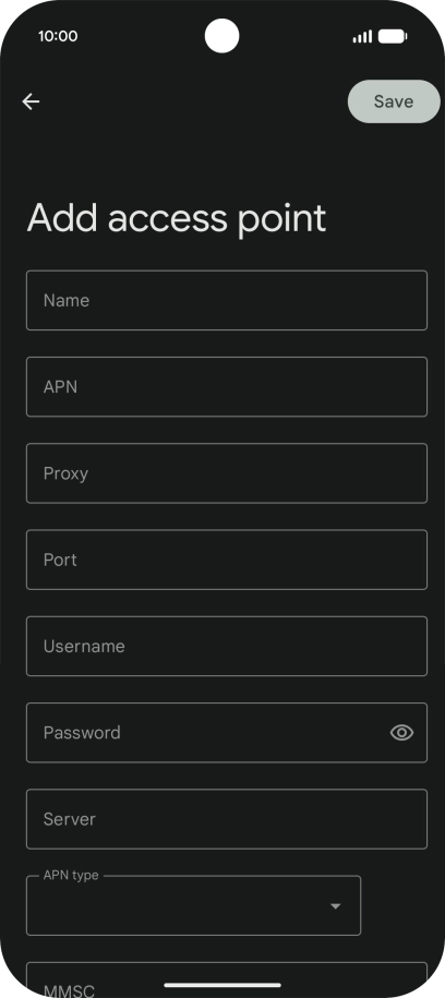 Press Name and key in Vodafone Internet.