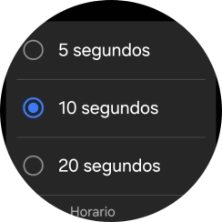 Pulsa el ajuste deseado para seleccionar cuánto debe durar la cuenta atrás hasta que el smartwatch llame a la central de alarma en caso de registrar una caída grave.