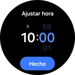 Desliza el dedo hacia arriba o hacia abajo por la pantalla para poner el reloj en hora.