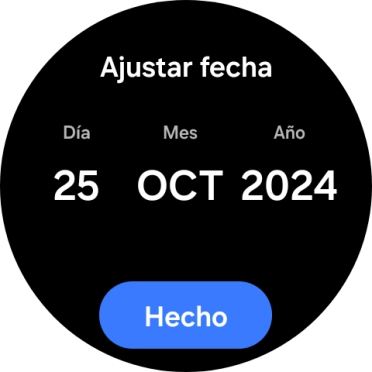 Desliza el dedo hacia arriba o hacia abajo por la pantalla para ajustar la fecha deseada.