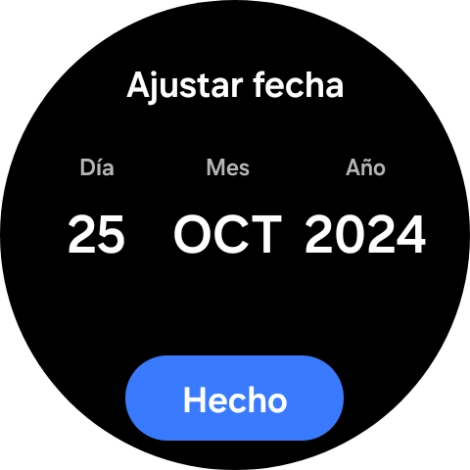 Desliza el dedo hacia arriba o hacia abajo por la pantalla para ajustar la fecha deseada.