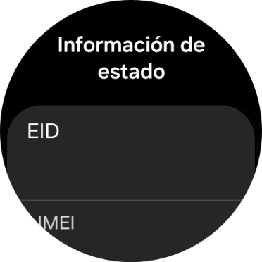 Bajo EID aparece el número EID del smartwatch.