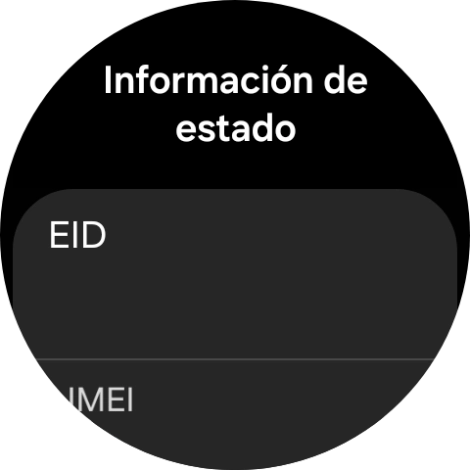 Bajo EID aparece el número EID del smartwatch.