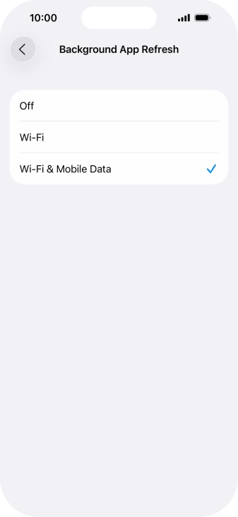 To turn off background refresh of apps, press Off.