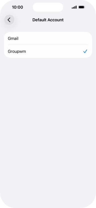 Press the required email account to select the email account as your default account.