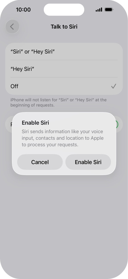Press Enable Siri.