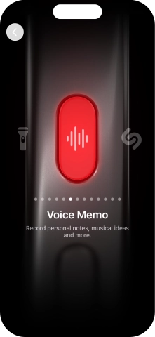 Slide your finger right or left on the screen to select the required function.