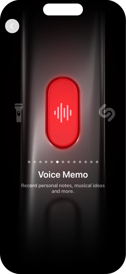 Slide your finger right or left on the screen to select the required function.