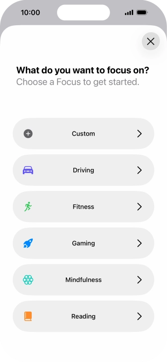 Press the required focus mode and follow the instructions on the screen to add the selected focus mode.