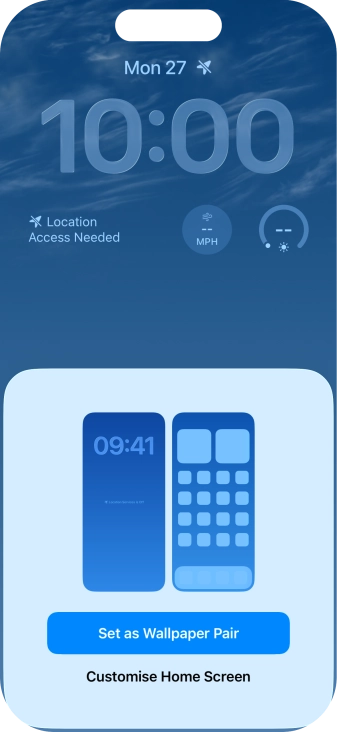 To use the same colour theme on the home screen, press Set as Wallpaper Pair.