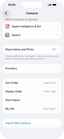 Press Import SIM Contacts.