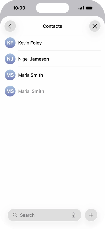 Press the required contact.