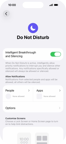 Press People and follow the instructions on the screen to select which contacts you would like to receive calls and notifications from when Do Not Disturb is turned on.