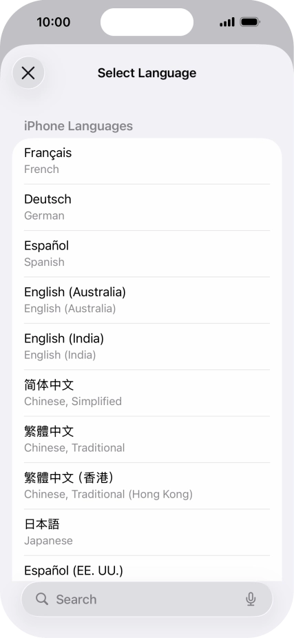 Press the required language.