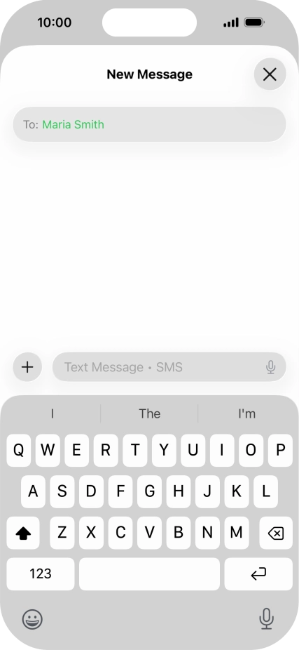 Press the microphone icon and say the required text.