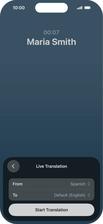 Press Start Translation to use Live Translation during your call.