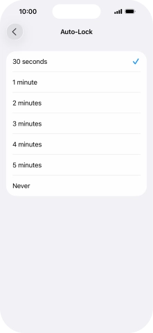 Press the required setting.