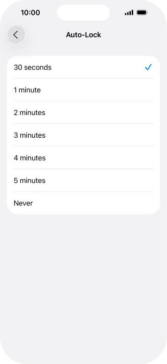 Press the required setting.
