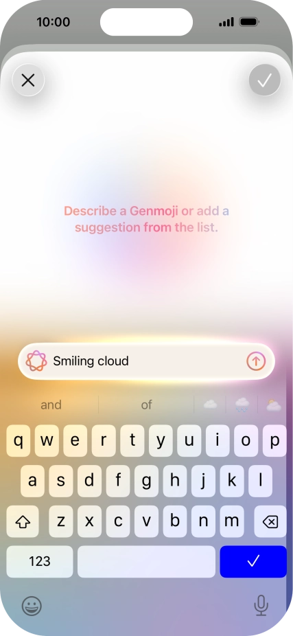 Write in your own words what you would like your Genmoji to look like, and press arrow up.