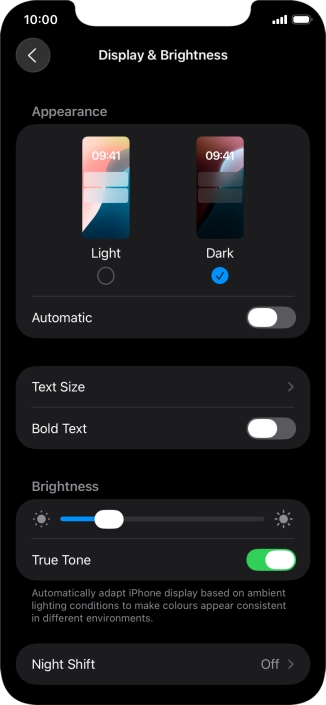 Press the indicator next to 