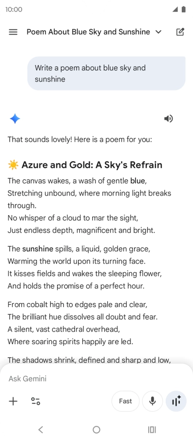 You can ask Gemini to generate a text based on your description.