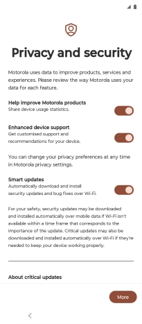 Press the indicators next to the required settings to select them.