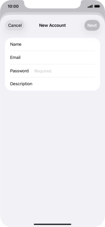 Press Password and key in the password for your email account.