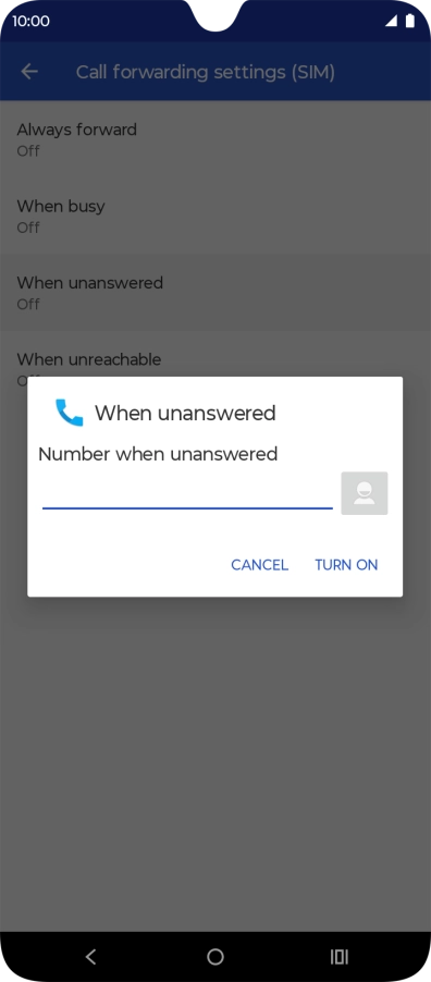Key in +61414121121 and press TURN ON.