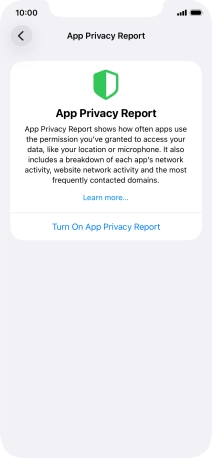 Press Turn On App Privacy Report to turn on the function.