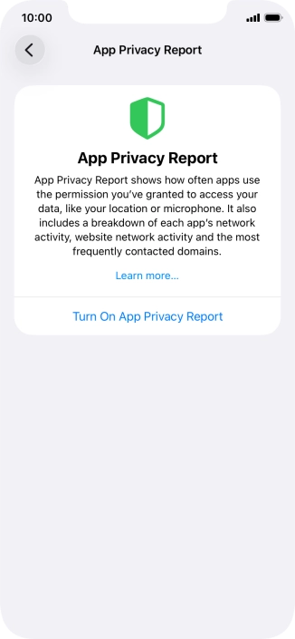 Press Turn On App Privacy Report to turn on the function.