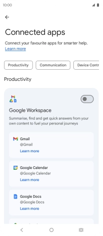 Press the indicator next to the required extension to turn on the function.