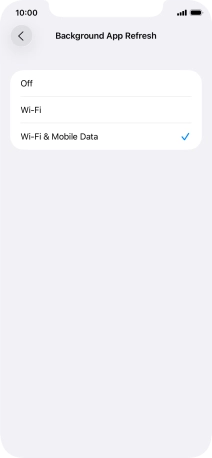 To turn off background refresh of apps, press Off.