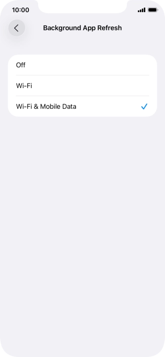 To turn off background refresh of apps, press Off.