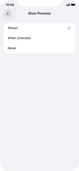 To select notification preview on the lock screen, press Always.