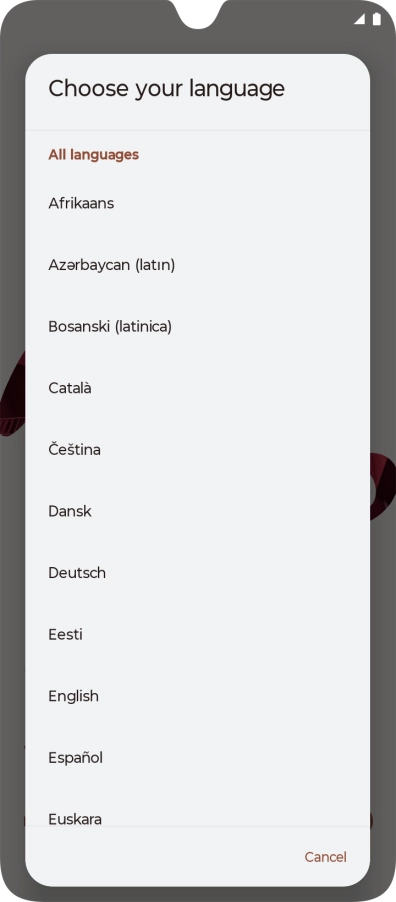 Press the required language.